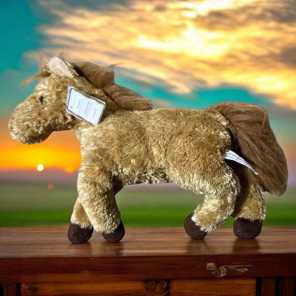 Aurora Flopsie Horse Plush 14” Laying Pony Stuffed Animal Brown Soft Toy - Picture 2 of 5